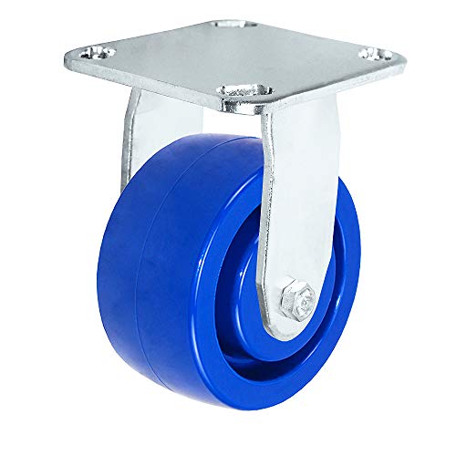 4 x 2 נירוסטה גלגלית קבועה קשיחה - גלגל פולי מוצק כחול - 800 קילוגרם כובע | מותג CasterHQ | 304